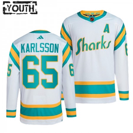 Dresovi San Jose Sharks Erik Karlsson 65 2022-23 Reverse Retro 2.0 Bijela Authentic - Dječji Dresovi San Jose Sharks Erik Karlsson 65 2022-23 Reverse Retro 2.0 Bijela Authentic - Dječji